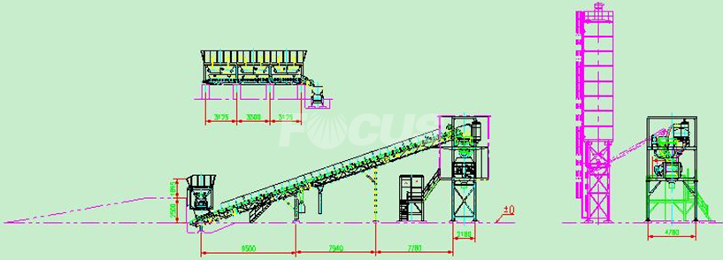 HZS60 Concrete Batching Plant CAD Picture 1