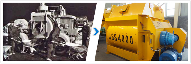 Photo of our old concrete mixer and photo of our new concrete mixer