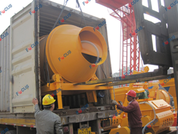 Concrete Mixer JS1000 Put into Container Photo 1